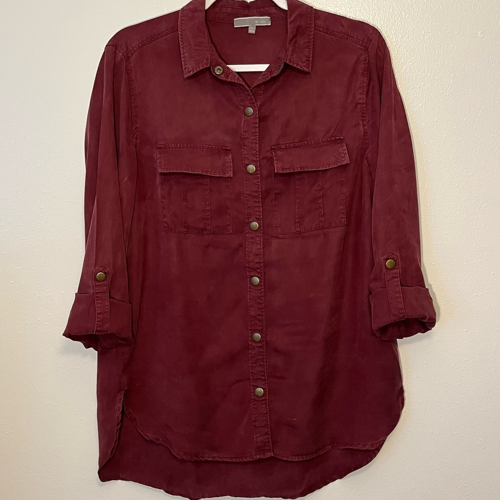 BE COOL Red Button Down with Brass Buttons